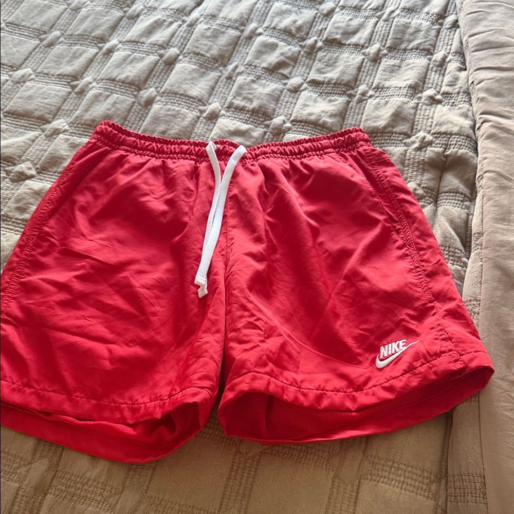 Nike Red Running Shorts with White Drawstring